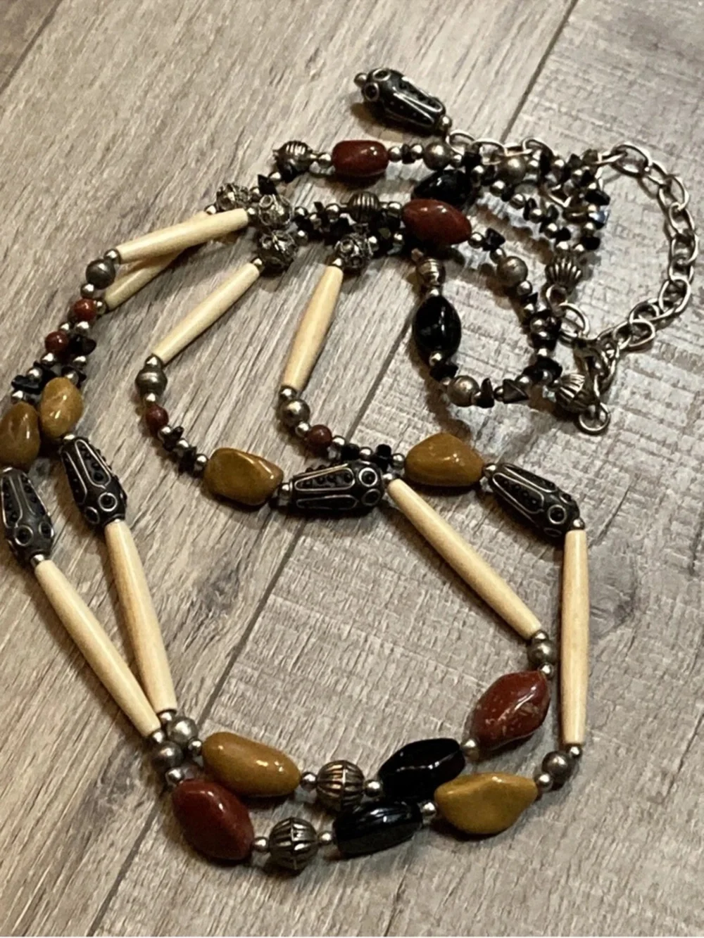 Multi-Strand Boho Beaded belt in Cream, Brown & Black